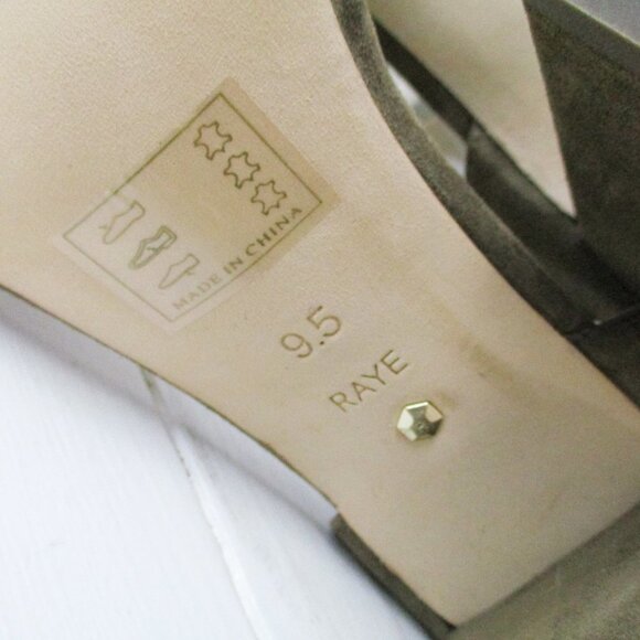 RAYE Leia taupe 9.5 strappy block heel sandals shoes heels suede buckle - Picture 9 of 9